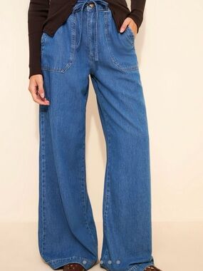 PAIGE Rumi Wide Leg Drawstring Pant Nimes Size 25 NWT Jeans